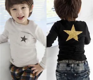 Cartoon star clothes costume kid clothes long sleeve t shirts girls boys' t-shirts