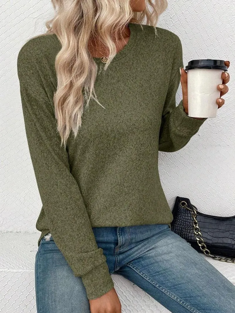 Casual Loose Fit Round Neck Sweater — Women's Cozy Knitwear