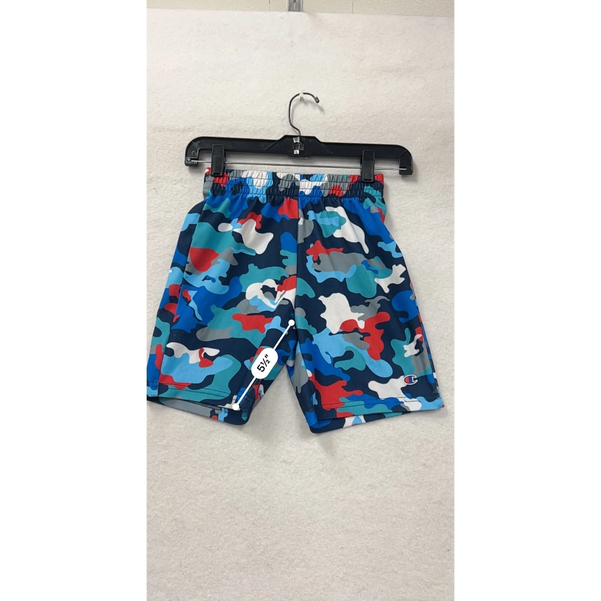 Champion Kids Camo Athletic Shorts Blue/Red/White Mesh #6993