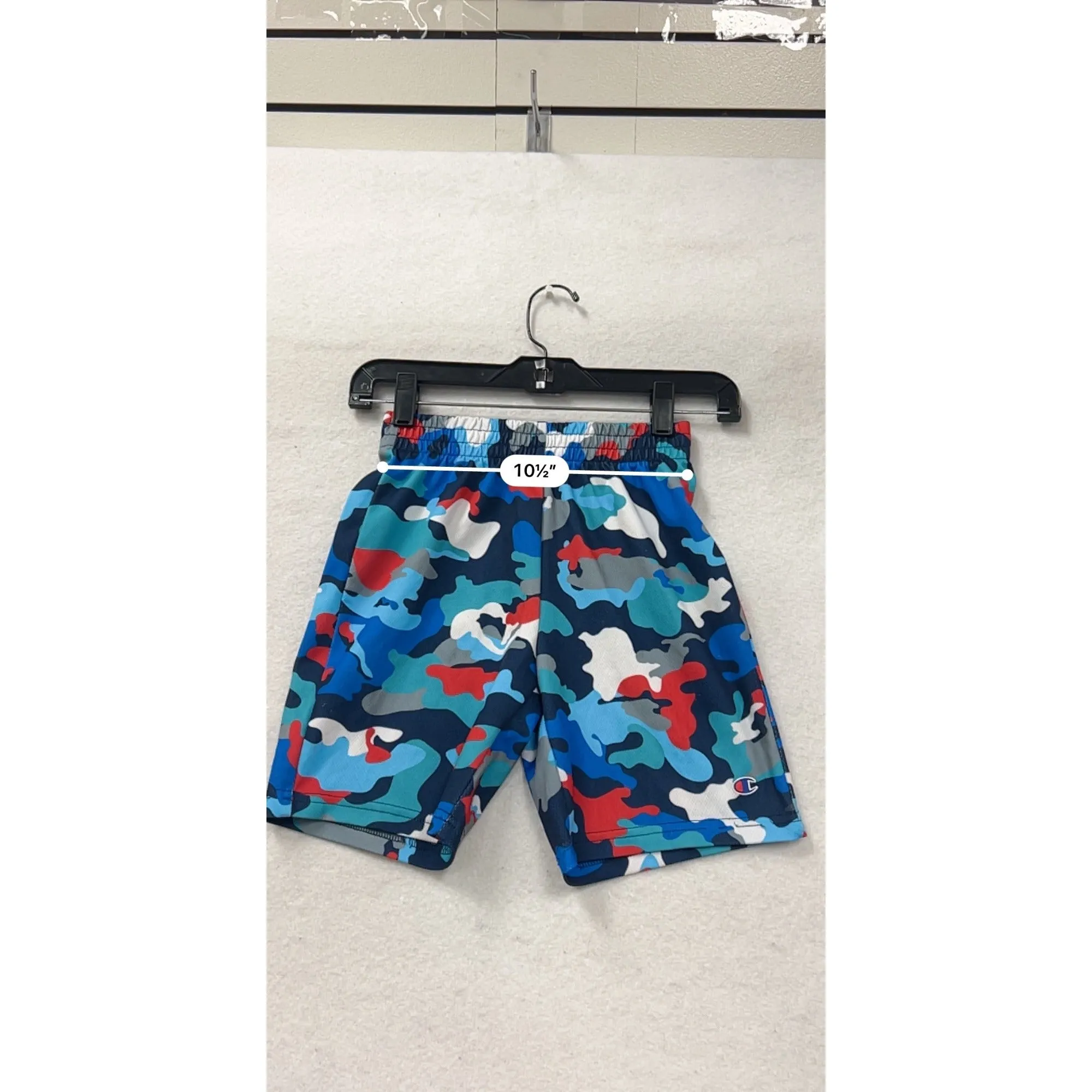 Champion Kids Camo Athletic Shorts Blue/Red/White Mesh #6993