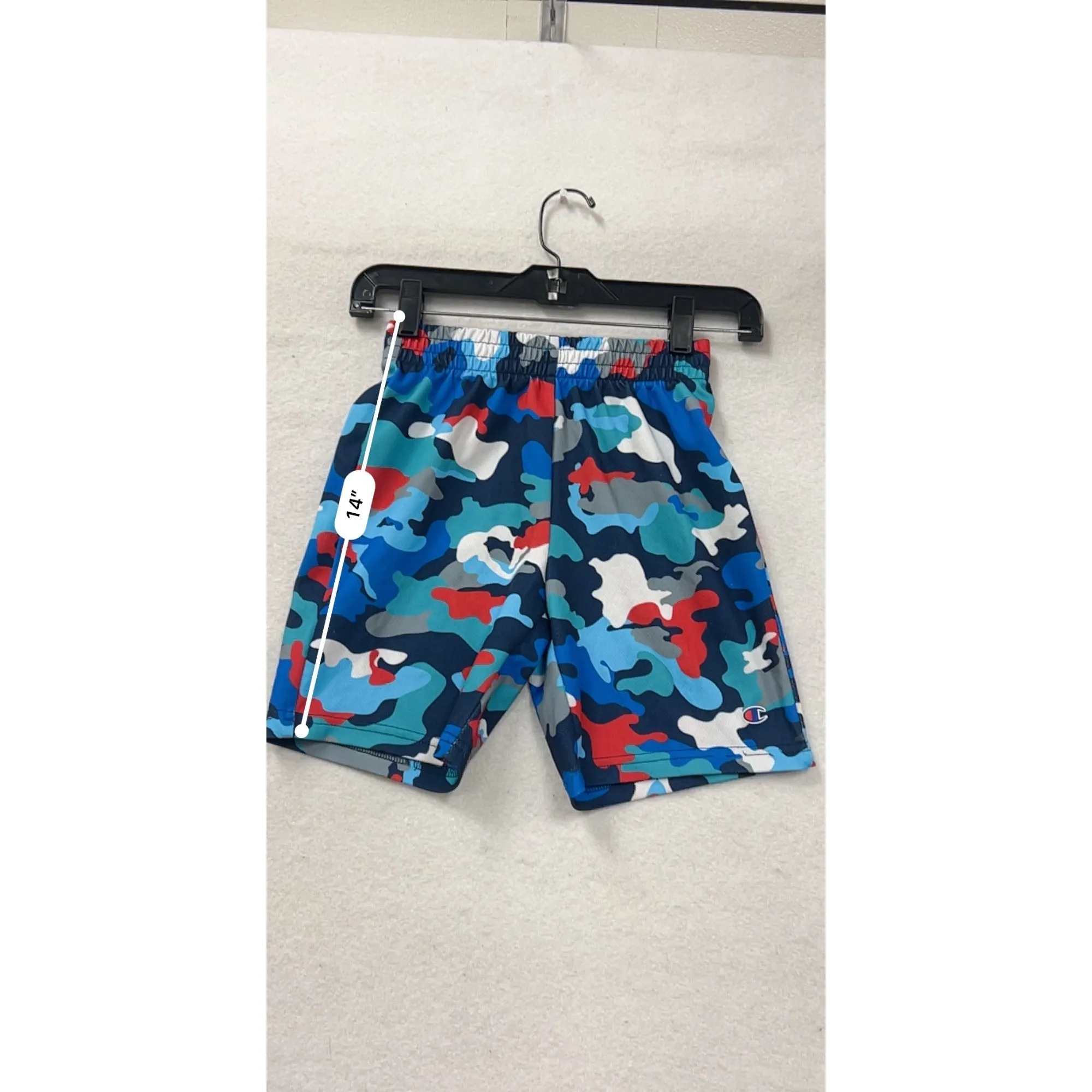 Champion Kids Camo Athletic Shorts Blue/Red/White Mesh #6993