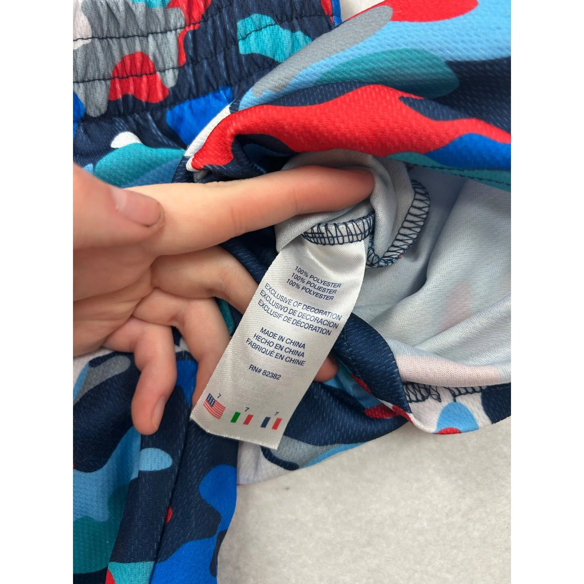 Champion Kids Camo Athletic Shorts Blue/Red/White Mesh #6993