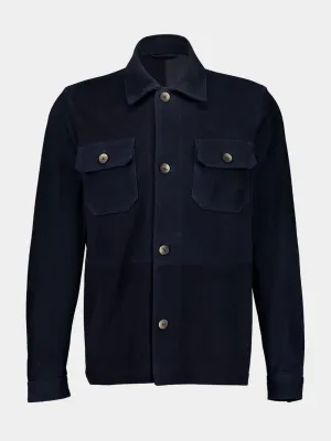 Charcoal Blue Ravi Suede Overshirt