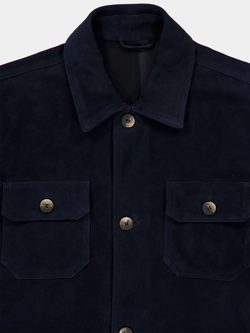 Charcoal Blue Ravi Suede Overshirt