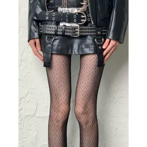 Chevron Mesh Pattern Tights