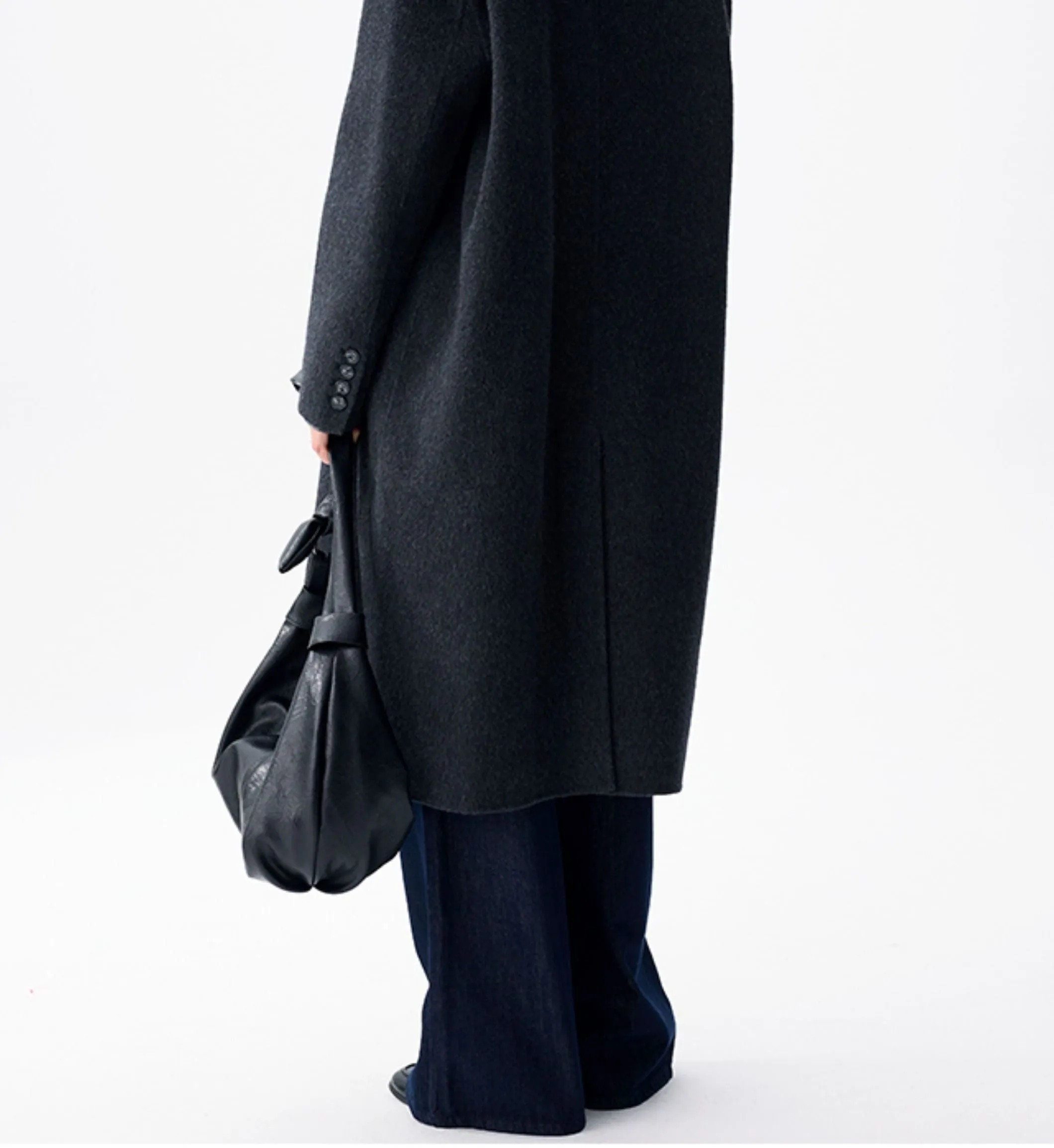 Classic Peaked Lapel Double-Breasted Coat