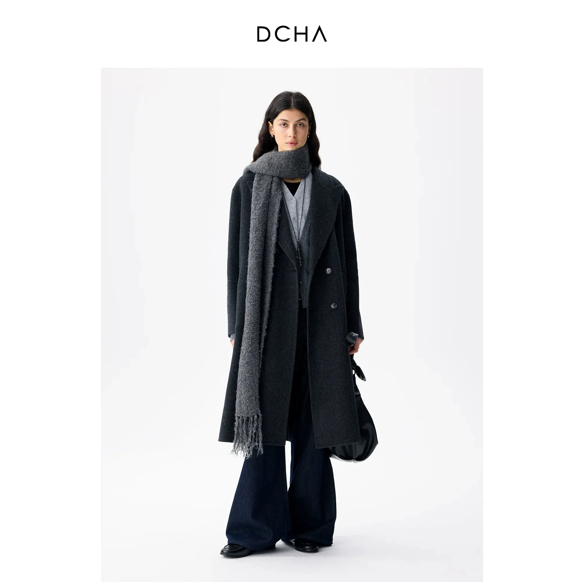 Classic Peaked Lapel Double-Breasted Coat