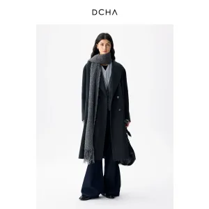 Classic Peaked Lapel Double-Breasted Coat
