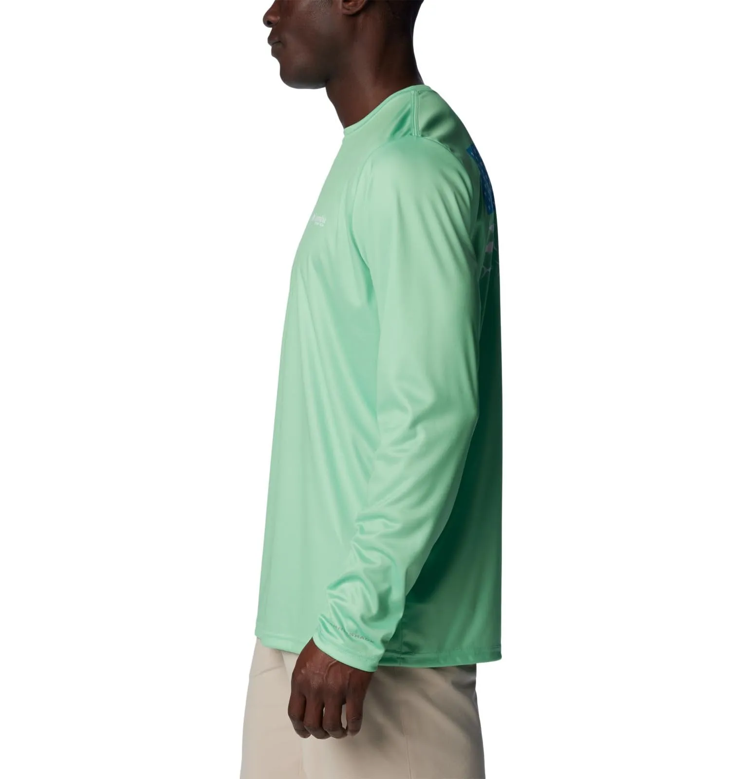 Columbia Men's Terminal Tackle PFG Fish Flag Long Sleeve, Ocean Mint/Ocean Blue Offshore Slam, Large