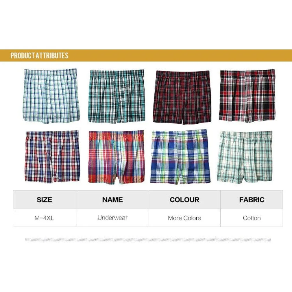 ContiNent 33 High Quality Brand 4-Pack Men's Boxer Shorts Woven Cotton 100% Classic Plaid Combed Male Underpant Loose Breathable Oversize