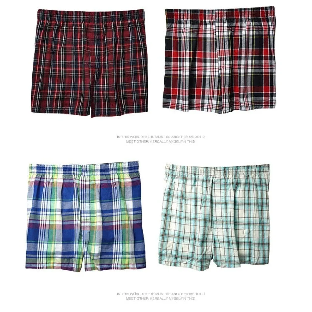 ContiNent 33 High Quality Brand 4-Pack Men's Boxer Shorts Woven Cotton 100% Classic Plaid Combed Male Underpant Loose Breathable Oversize
