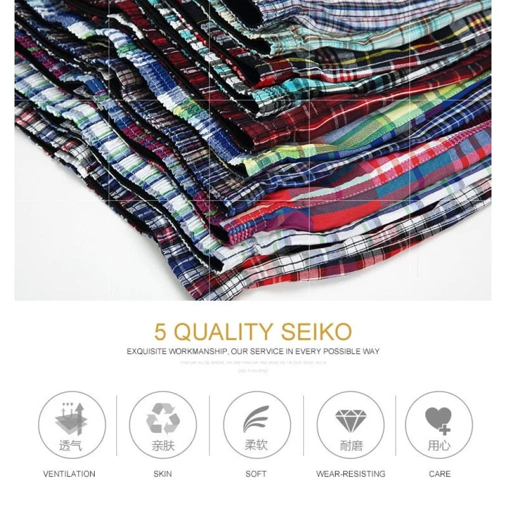 ContiNent 33 High Quality Brand 4-Pack Men's Boxer Shorts Woven Cotton 100% Classic Plaid Combed Male Underpant Loose Breathable Oversize