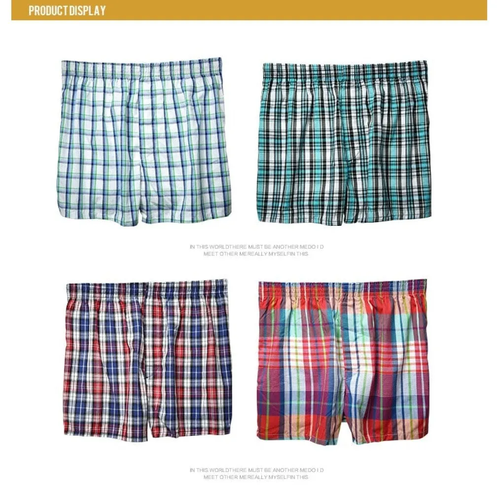 ContiNent 33 High Quality Brand 4-Pack Men's Boxer Shorts Woven Cotton 100% Classic Plaid Combed Male Underpant Loose Breathable Oversize