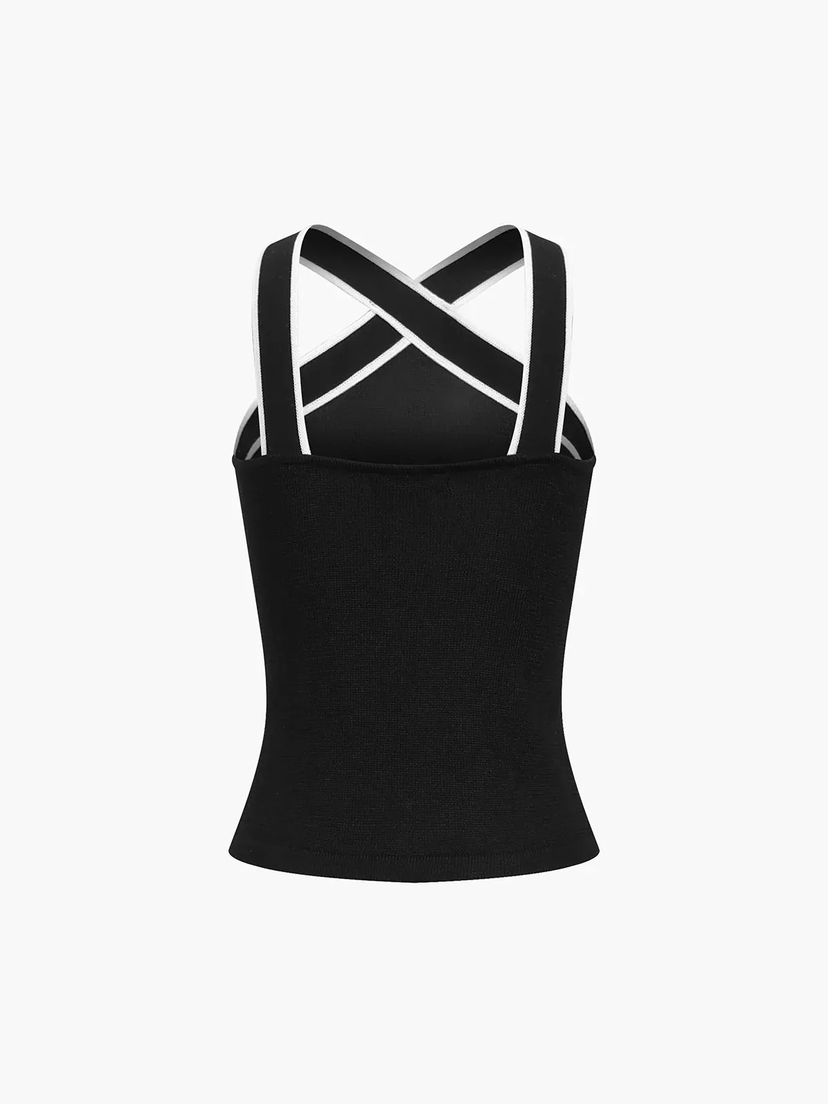 Contrast Color Cross V-neck Sling Top