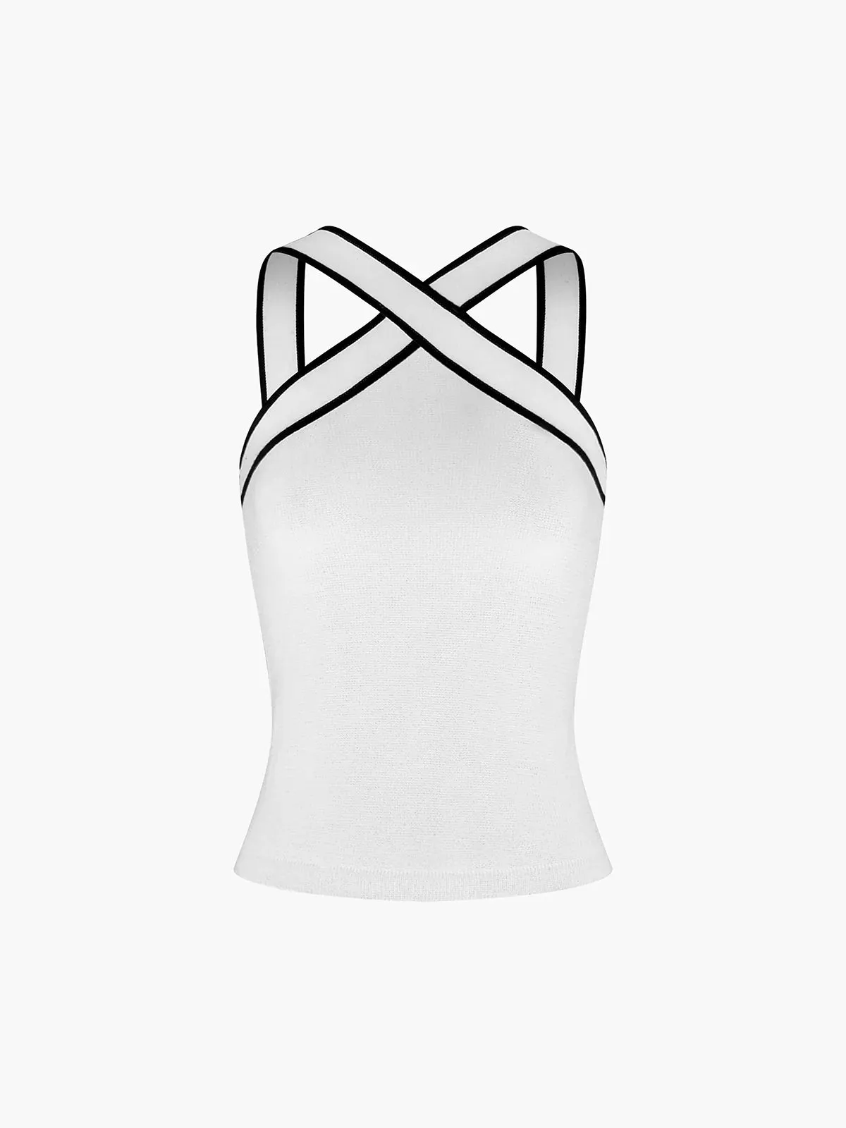 Contrast Color Cross V-neck Sling Top