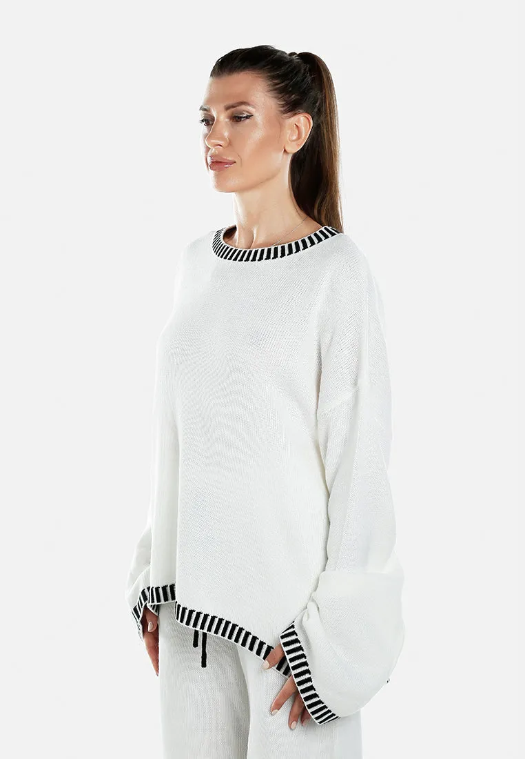 Contrast Stitch Detail Knit Sweater Jumper in By RAG
