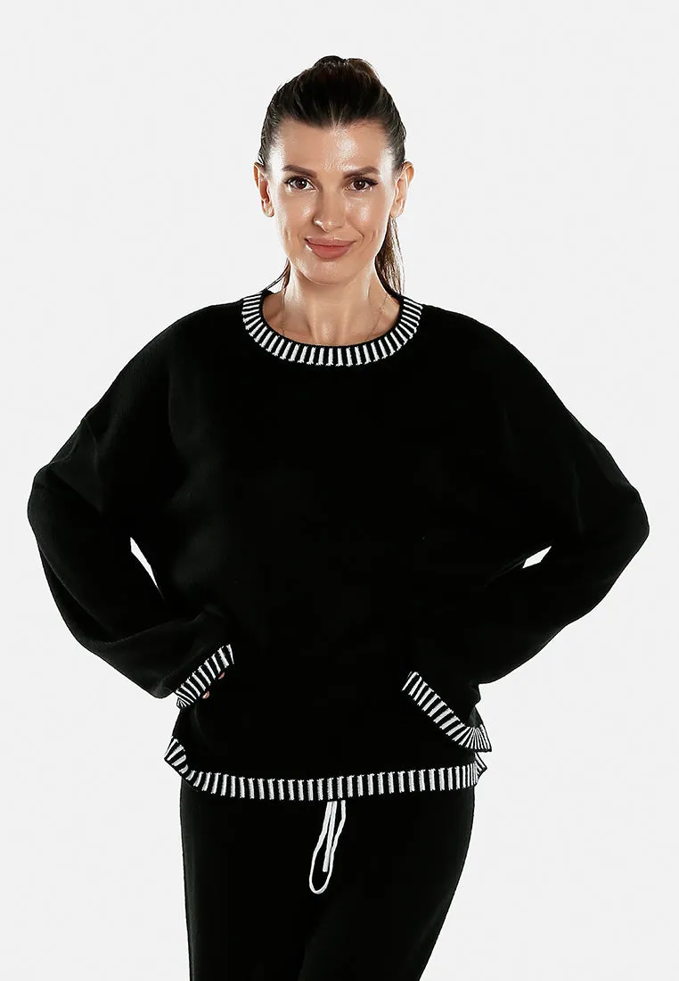 Contrast Stitch Detail Knit Sweater Jumper in By RAG