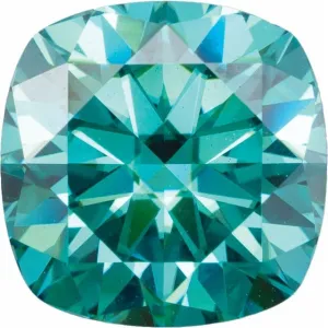Cushion Diamond Faceted FAB Teal Moissanite Loose Stone