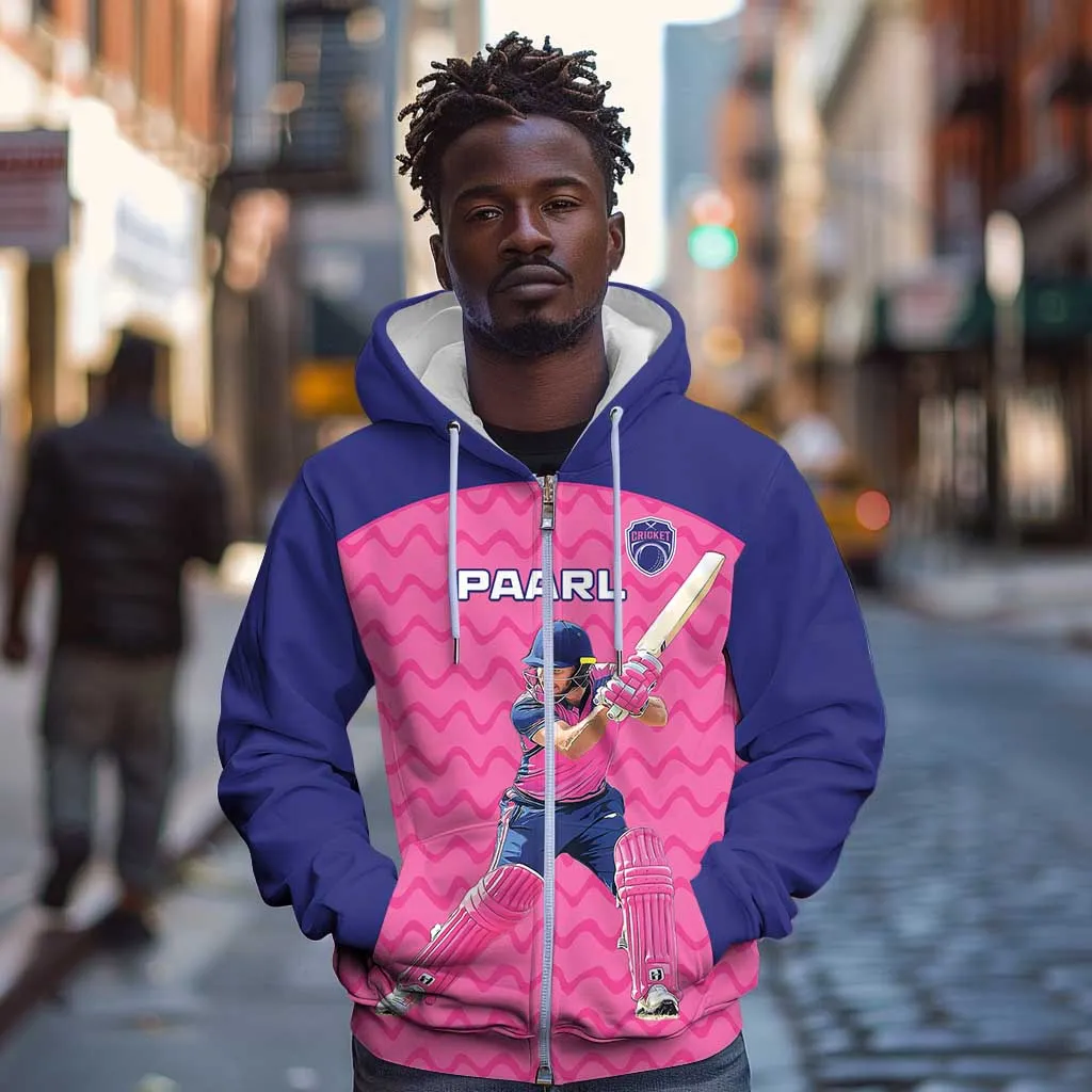 Custom Afro South Africa Cricket Zip Hoodie Go Paarl LT15