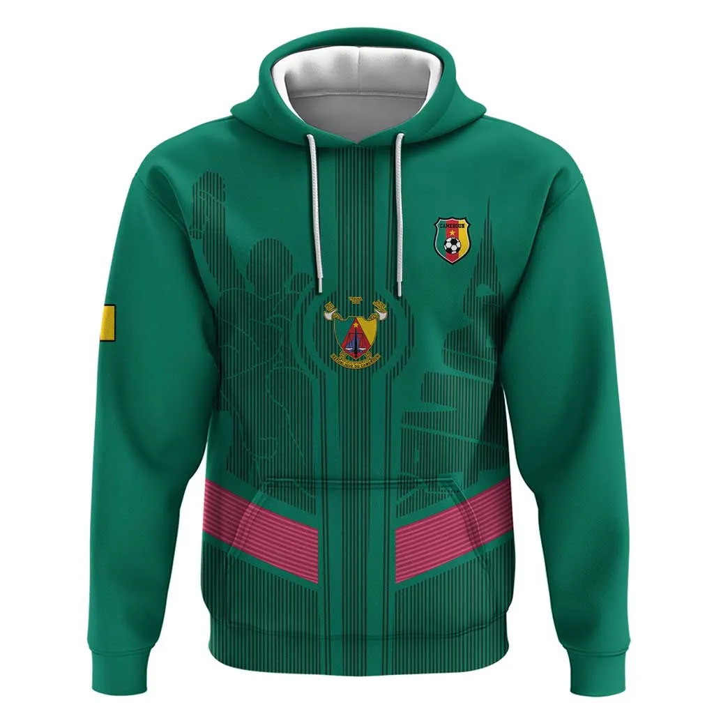 Custom Cameroun Football Zip Hoodie Allez les Lions LT15