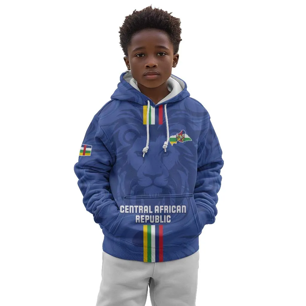 Custom Central African Republic Football Kid Hoodie Allez Les Fauves LT15