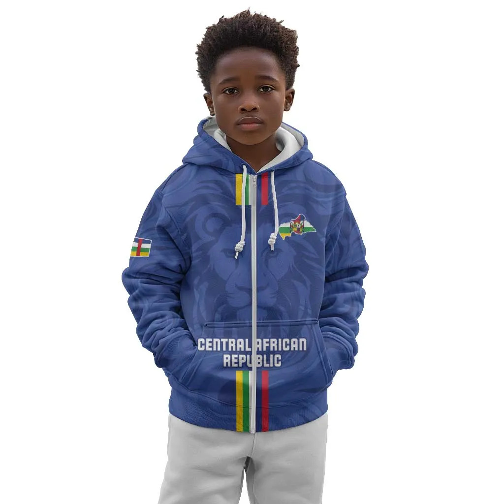Custom Central African Republic Football Kid Hoodie Allez Les Fauves LT15