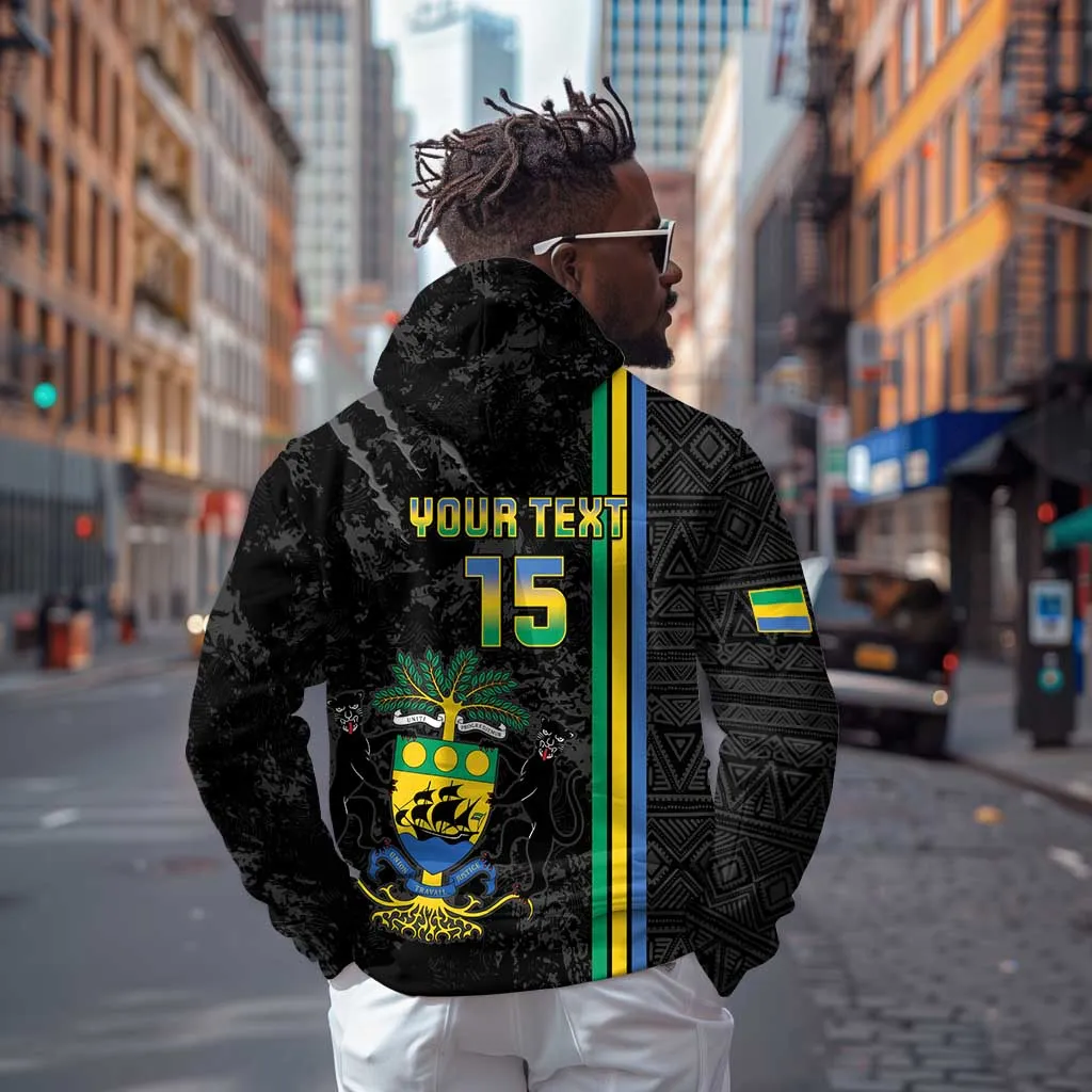 Custom Gabon Football Zip Hoodie Go Champions - Black Ver LT15