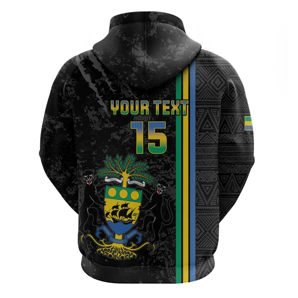 Custom Gabon Football Zip Hoodie Go Champions - Black Ver LT15