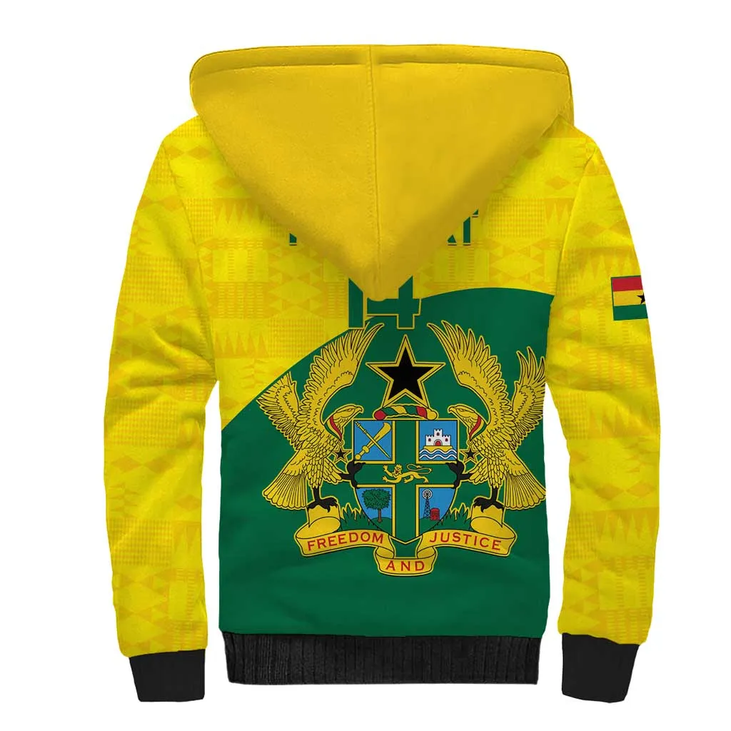 Custom Ghana Black Batters Sherpa Hoodie Ghanaian Tawny Eagle - Cricket Style LT14