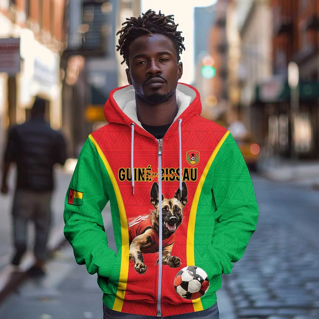 Custom Guinea-Bissau Football Zip Hoodie Go Djurtus Go LT15
