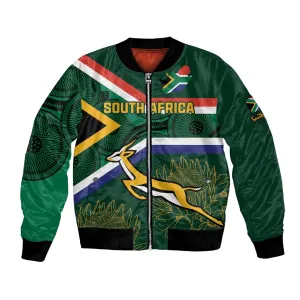 Custom South Africa Rugby Bomber Jacket Springboks Mascot African Pattern LT18