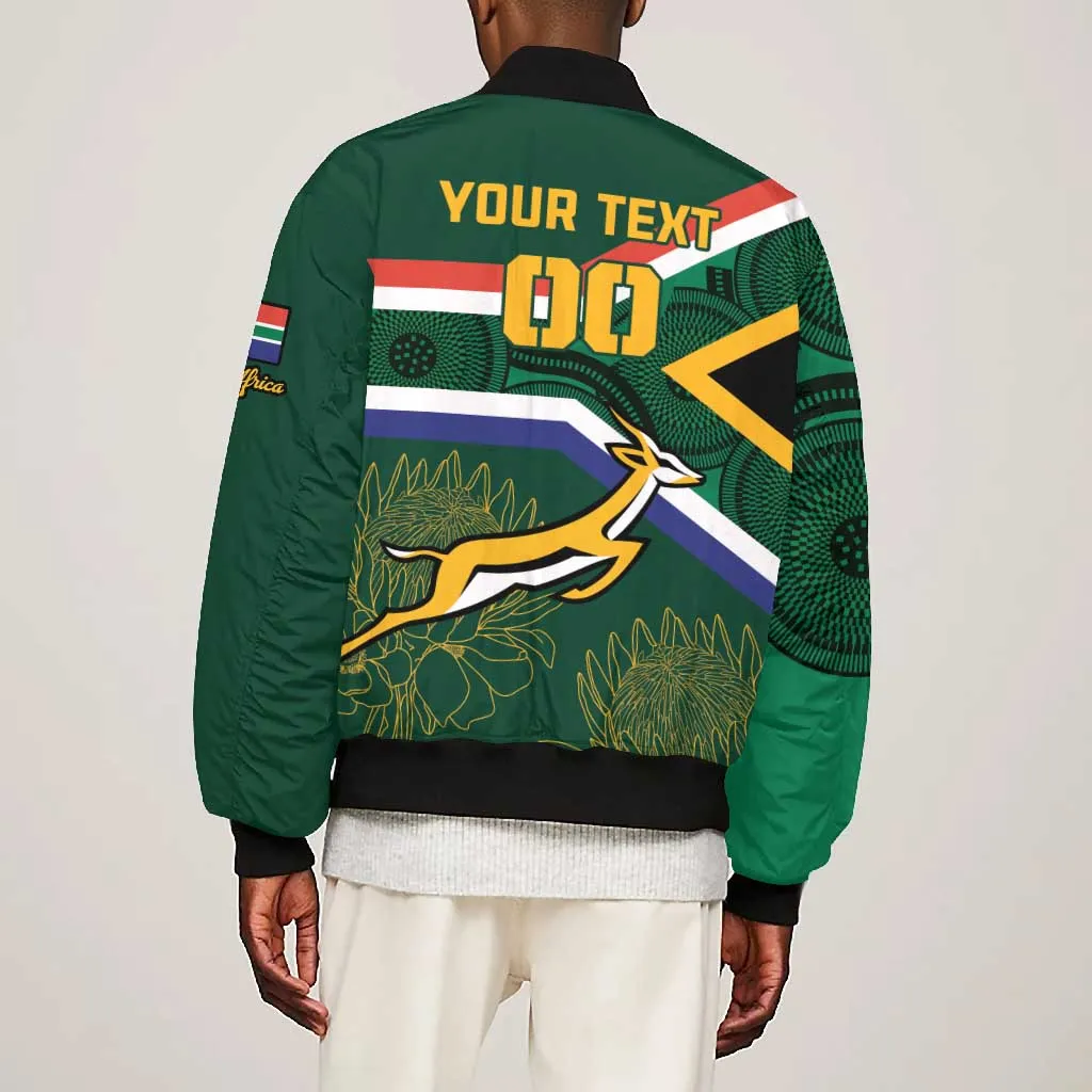 Custom South Africa Rugby Bomber Jacket Springboks Mascot African Pattern LT18