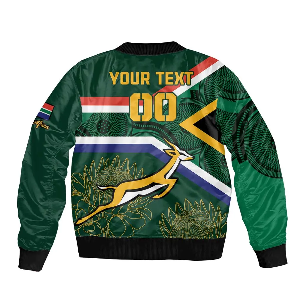 Custom South Africa Rugby Bomber Jacket Springboks Mascot African Pattern LT18