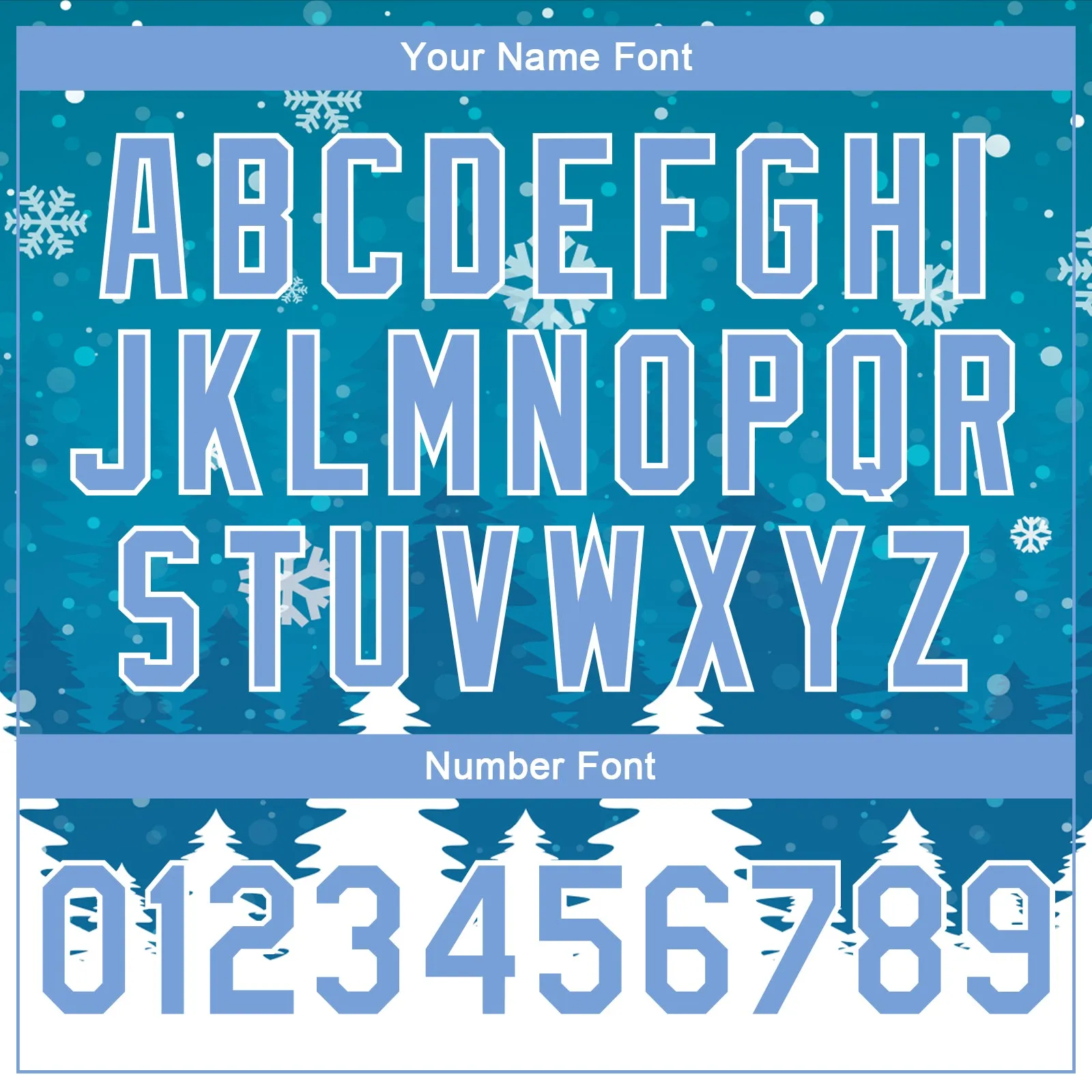Custom Teal Light Blue-White Christmas 3D Bomber Full-Snap Varsity Letterman Jacket