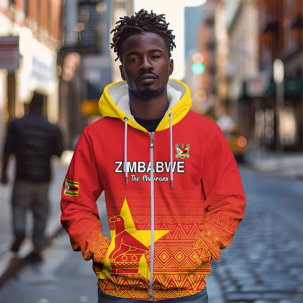 Custom Zimbabwe Cricket Zip Hoodie Go Champions LT15