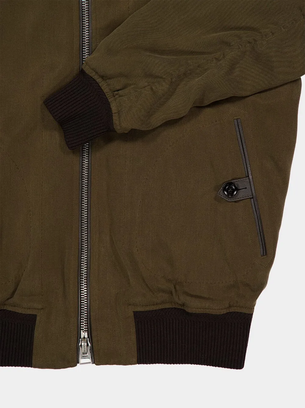 Dark Olive Suede Bomber Jacket