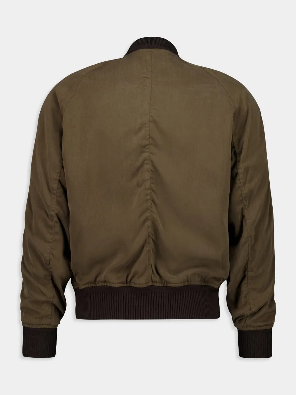 Dark Olive Suede Bomber Jacket