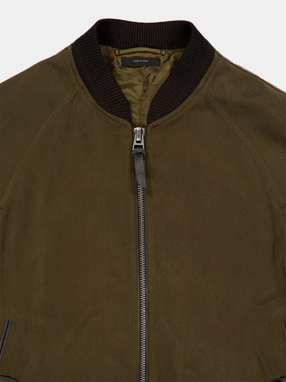 Dark Olive Suede Bomber Jacket