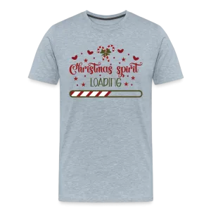 Deck the Halls in Progress: Men's Premium 'Christmas Spirit Loading' Tee