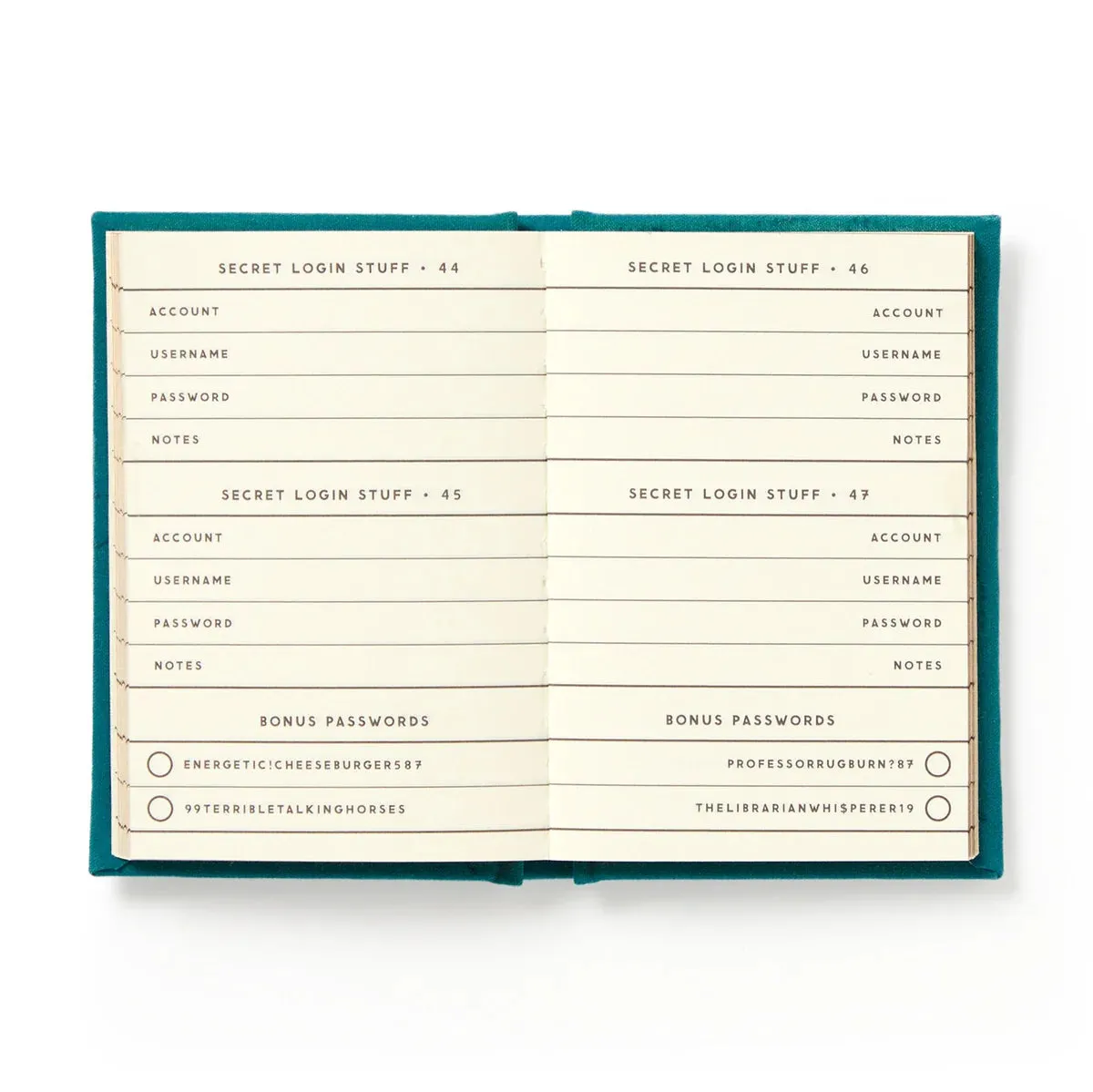 Definitely Not My Passwords: A Tiny Password Diary