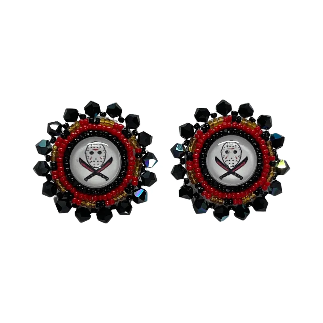 DH Beaded Horror Theme Cab Earrings
