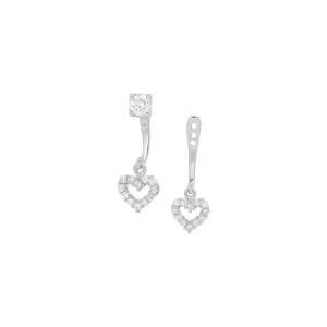 Diamond Heart Ear Jackets & Studs