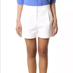Diane Von Furstenberg DVF Hattie white high rise  pleated shorts