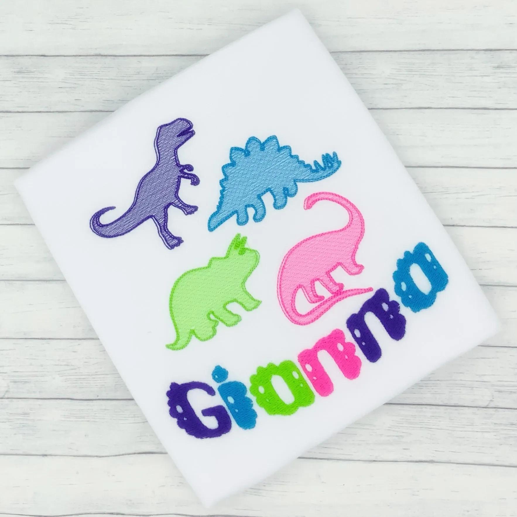 Dinosaur Mix Sketch (girl) - Name Shirt