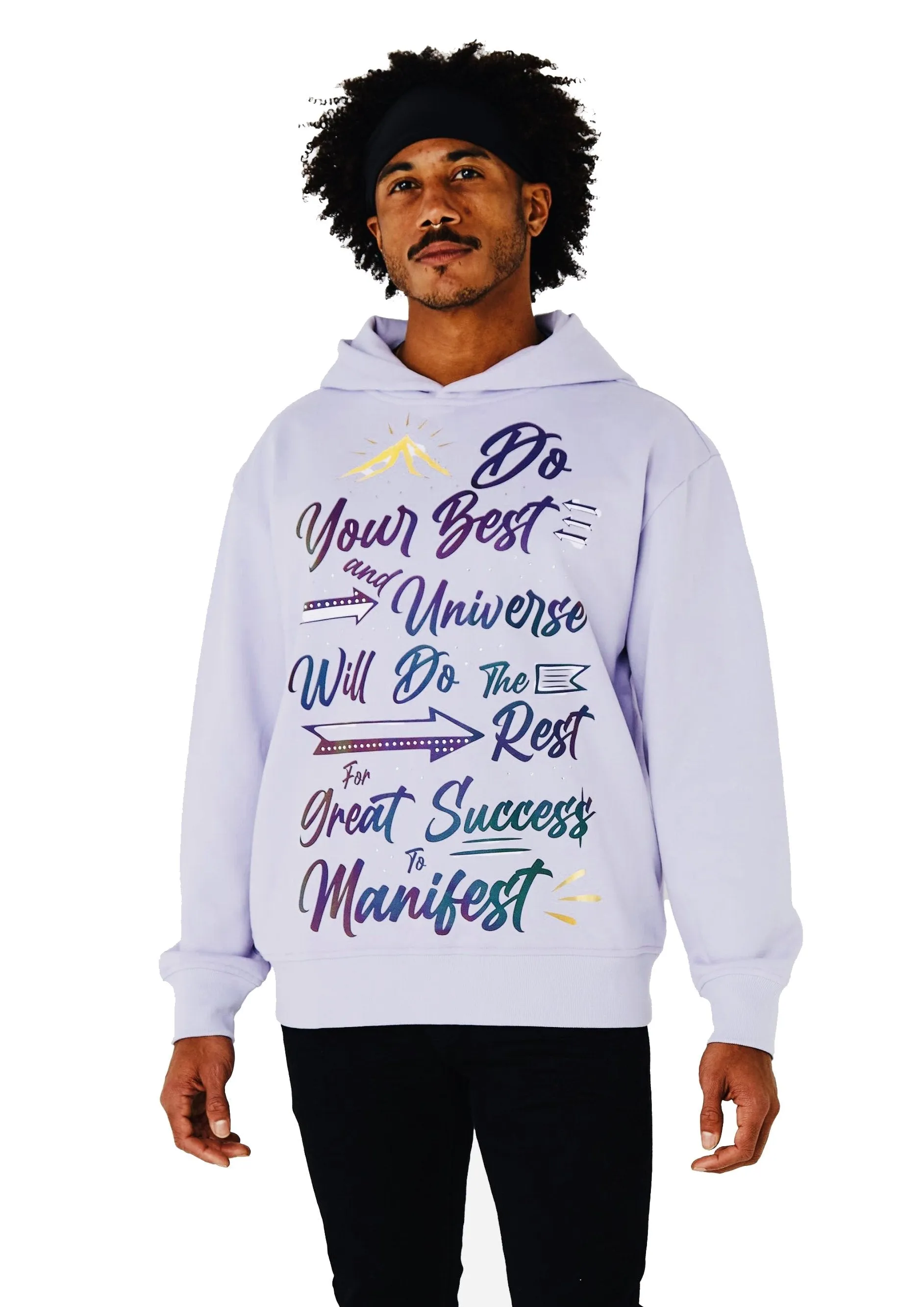 ‘Do Your Best’ Reflective & Rhinestone Affirmation Hoodie - Lavender