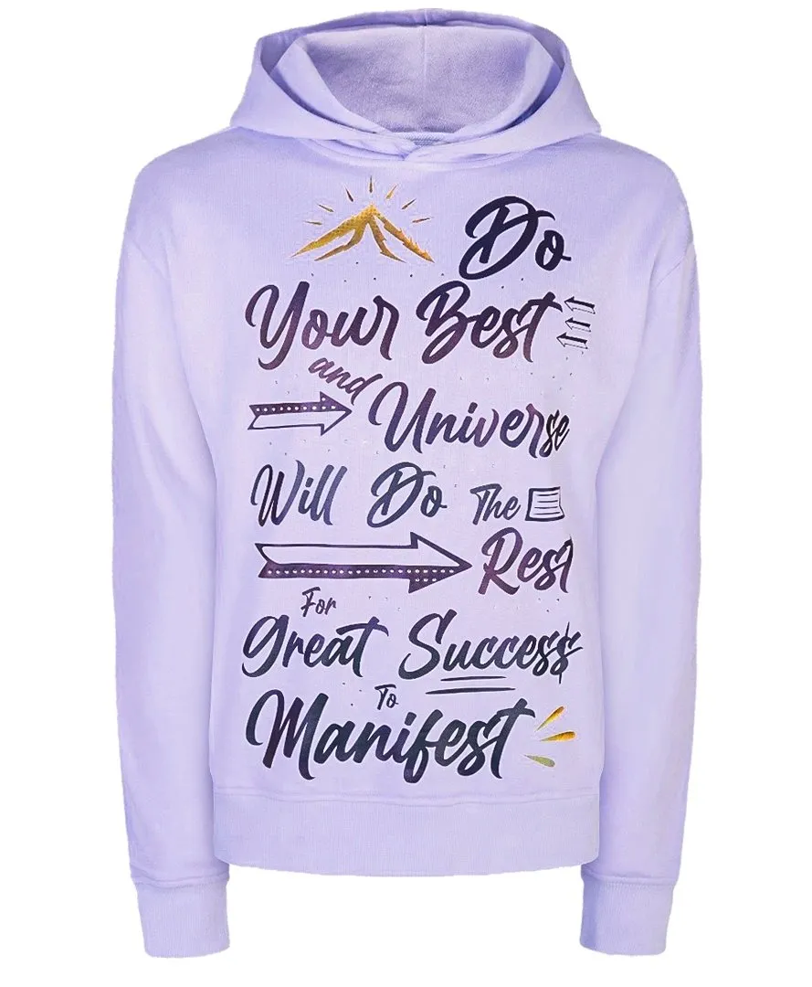 ‘Do Your Best’ Reflective & Rhinestone Affirmation Hoodie - Lavender