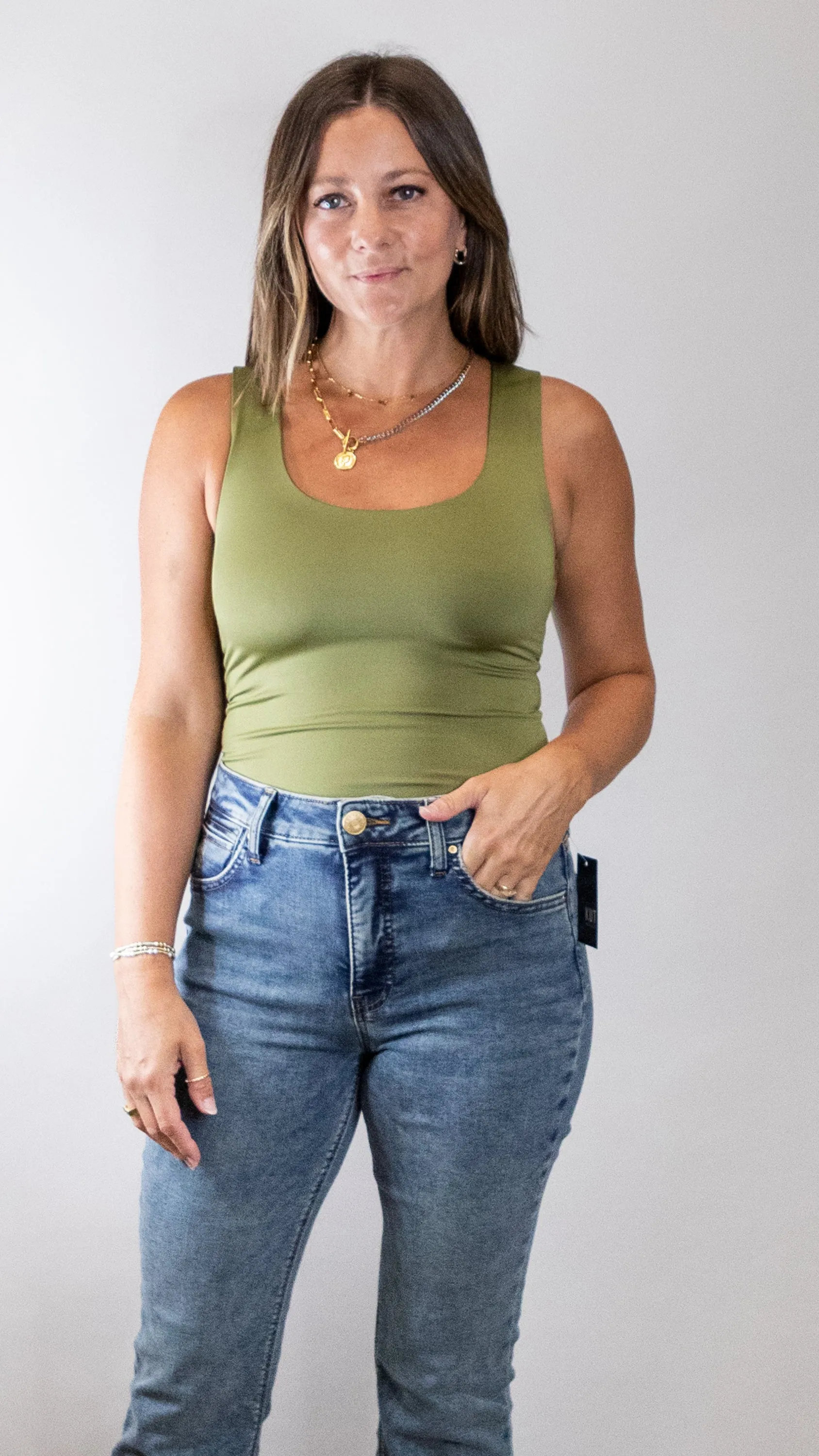 DOUBLE LINED SCOOP NECK TANK