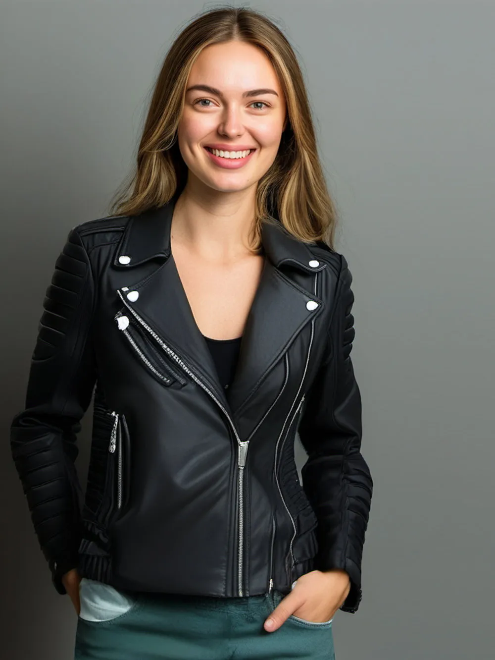 Double Zip Classic Leather Jacket