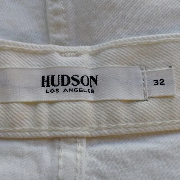 E Hudson Los Angeles Women's White Lori High Rise Denim Shorts NWT Plus Size 32