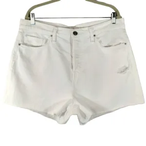 E Hudson Los Angeles Women's White Lori High Rise Denim Shorts NWT Plus Size 32